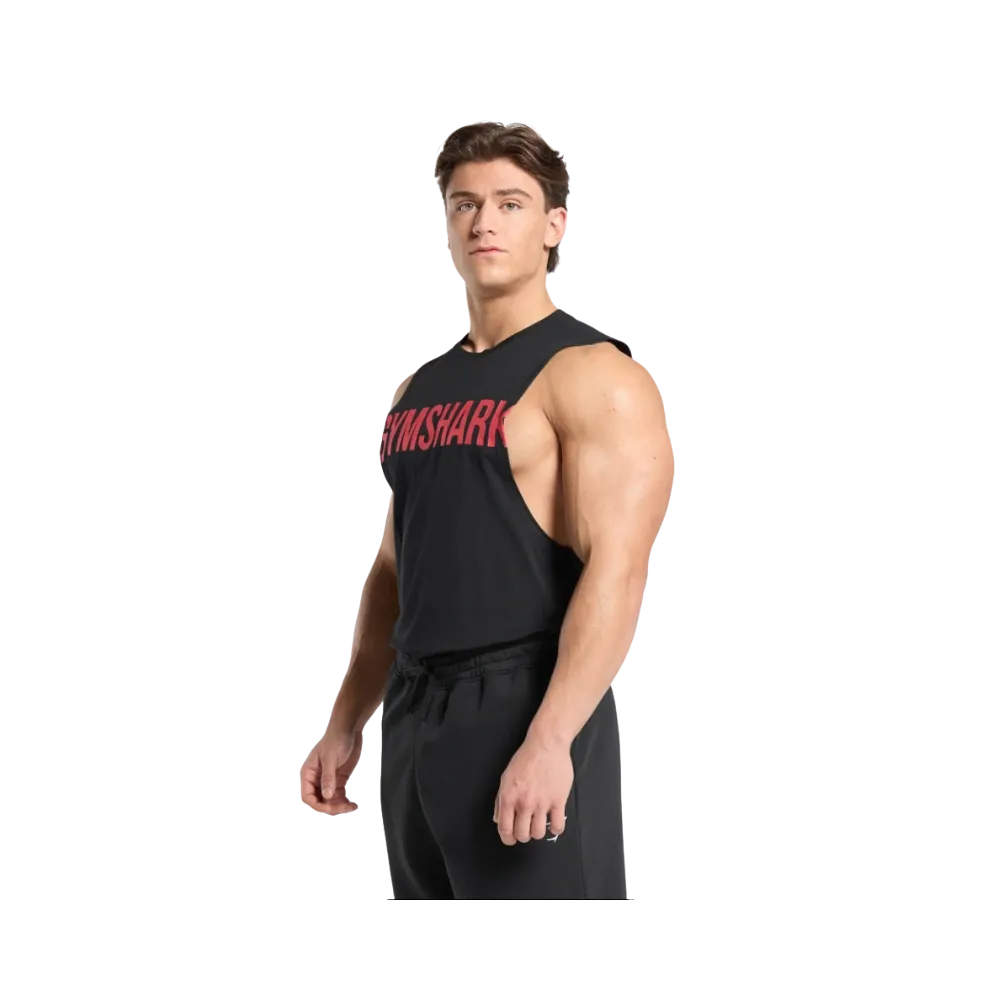 Gymshark Prime Drop Arm Tank Slim Fit Black/Vivid Red