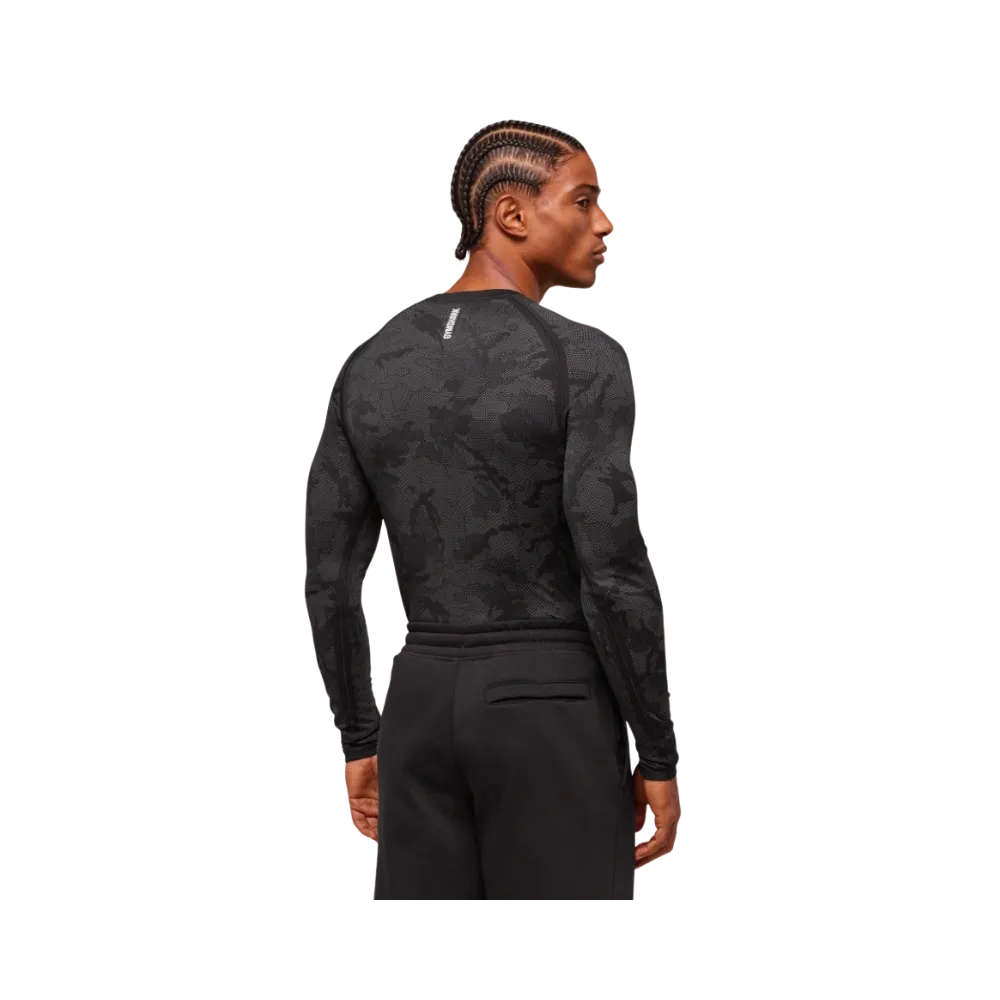 Gymshark Geo Seamless Long Sleeve T-Shirt Slim Fit Black