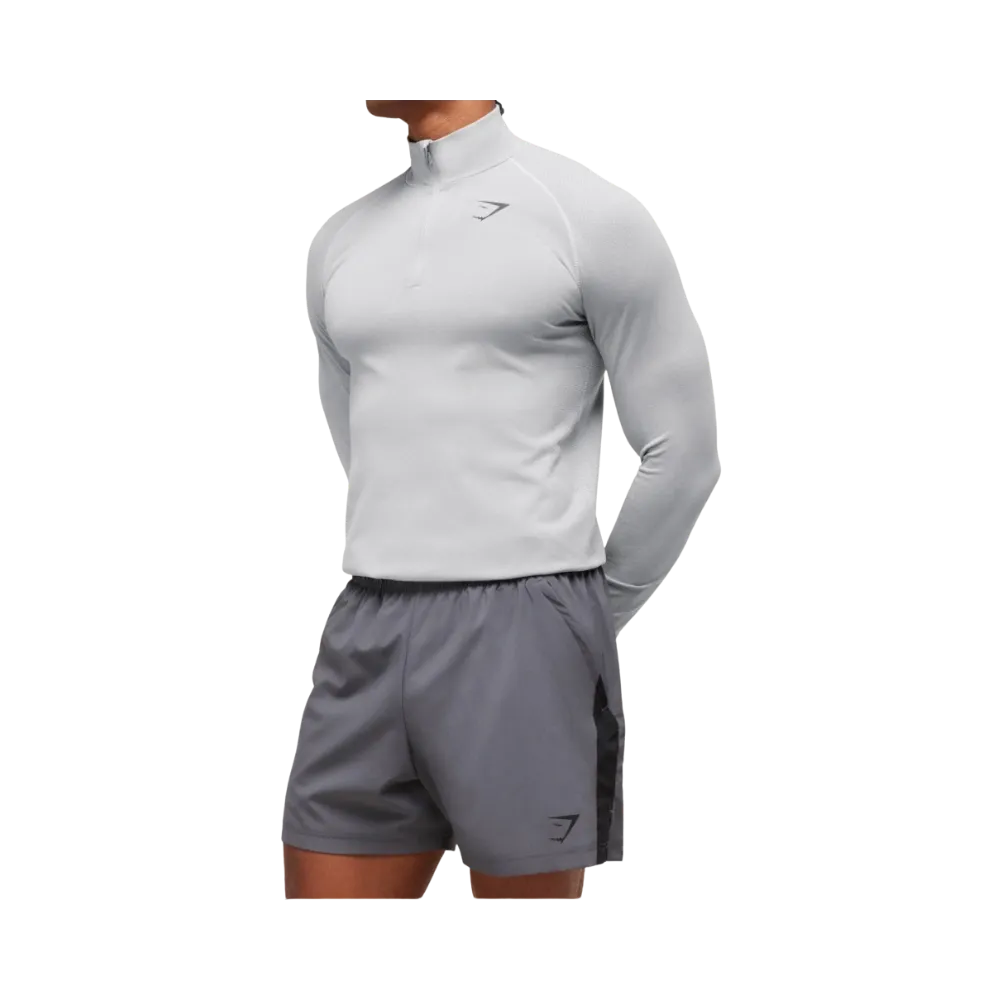 Gymshark Vital Seamless 1/4 Zip Slim Fit Light Grey/Smokey Grey