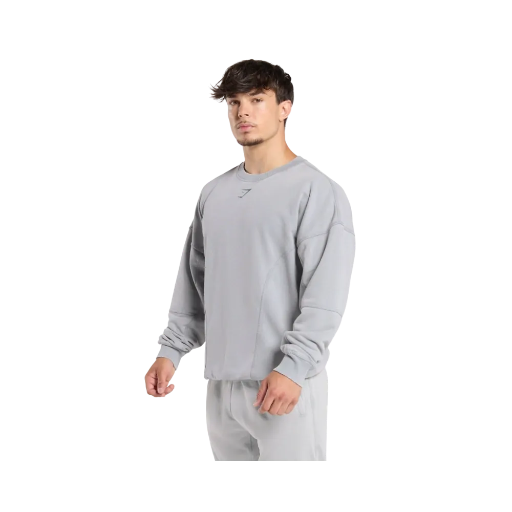 Gymshark Heritage Washed Crew Oversized Fit Denim Grey