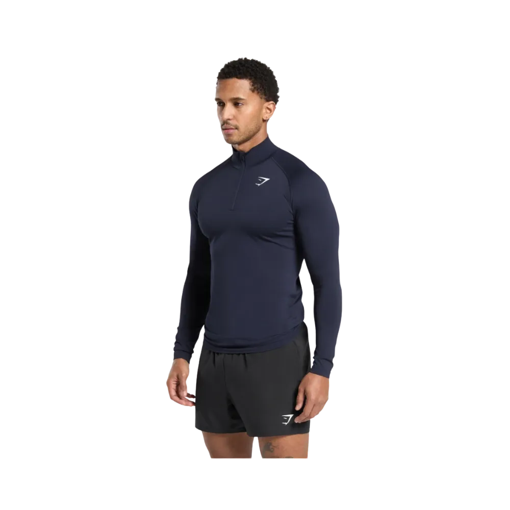 Gymshark Vital Seamless 1/4 Zip Slim Fit Navy/Heavy Blue