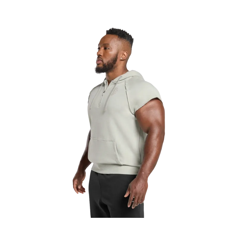 Gymshark Legacy 1/4 Zip Cap Sleeve Hoodie Regular Fit Stone Grey