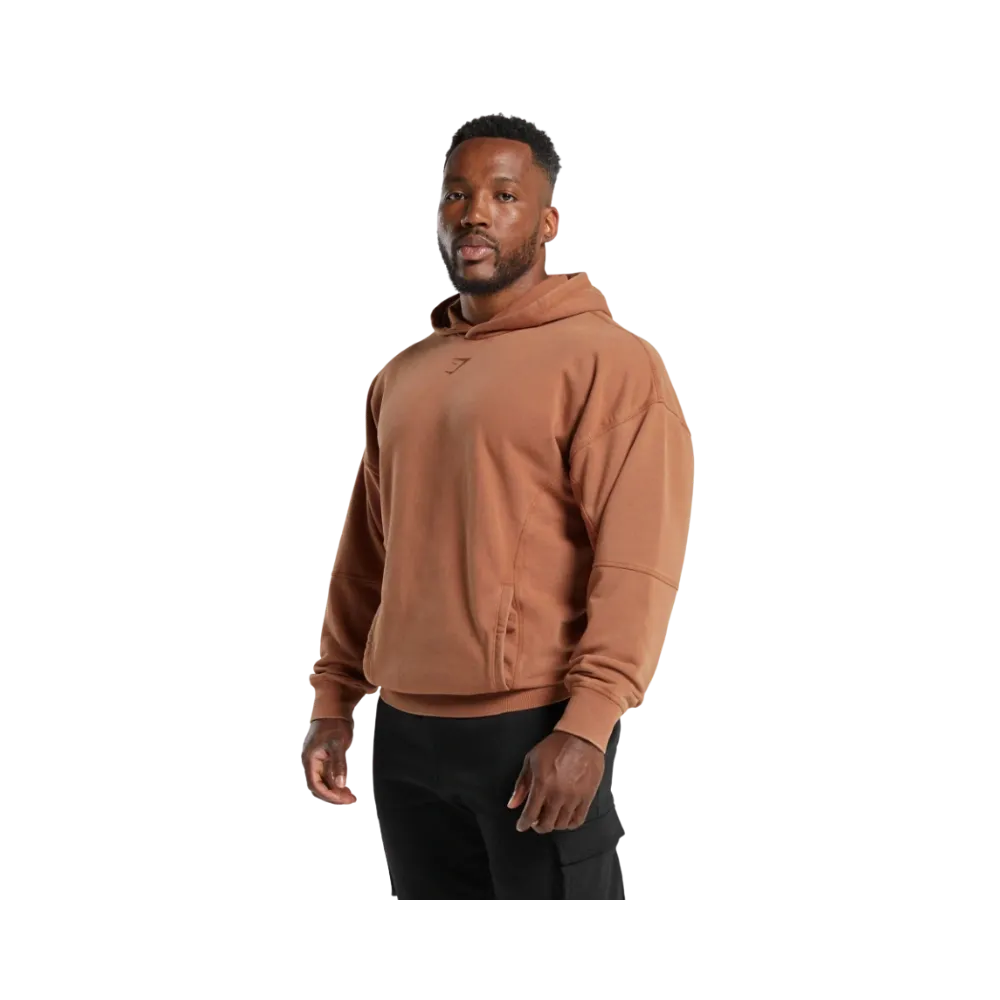 Gymshark Heritage Washed Hoodie Oversized Fit Canyon Brown