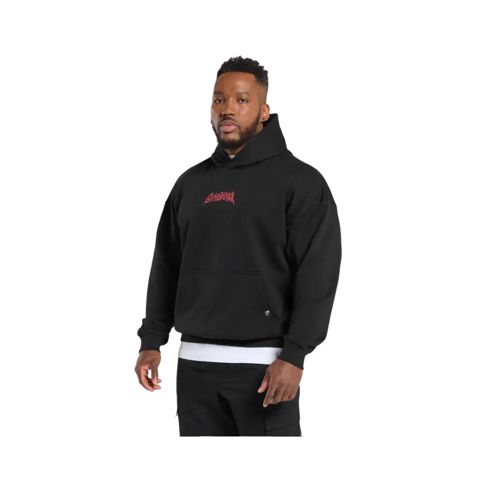 Gymshark Metal Lifting Graphic Hoodie Oversized Fit Black