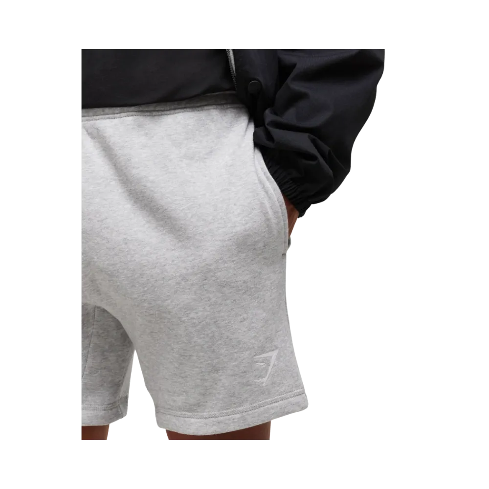 Gymshark Crest 7" Shorts Slim Fit Light Grey Marl