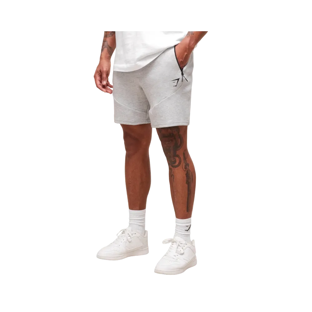 Gymshark Interlock Tech 6" Shorts Slim Fit Light Grey Core Marl