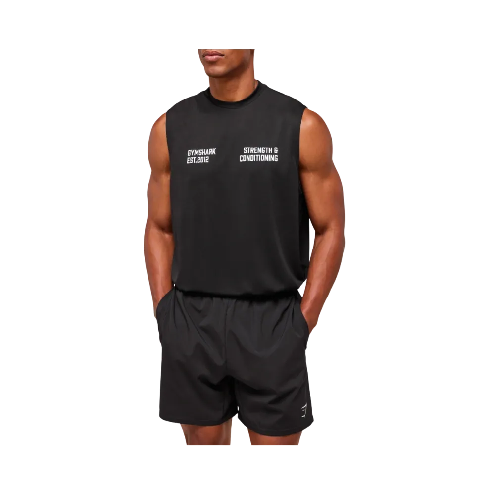 Gymshark GFX Conditioning 5 OS Synthetic Cut Off Oversized Fit Black