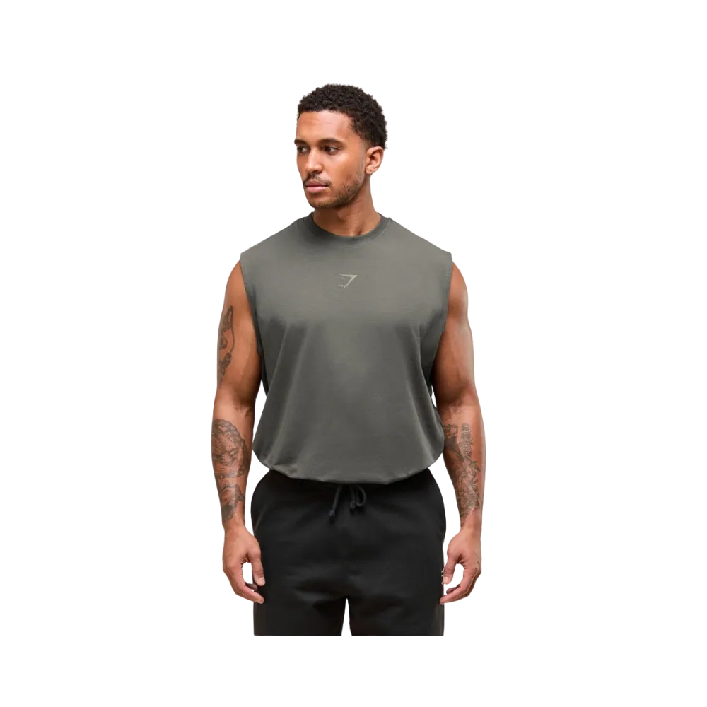 Gymshark Power Cut Off Tank Oversized Fit Strength Green