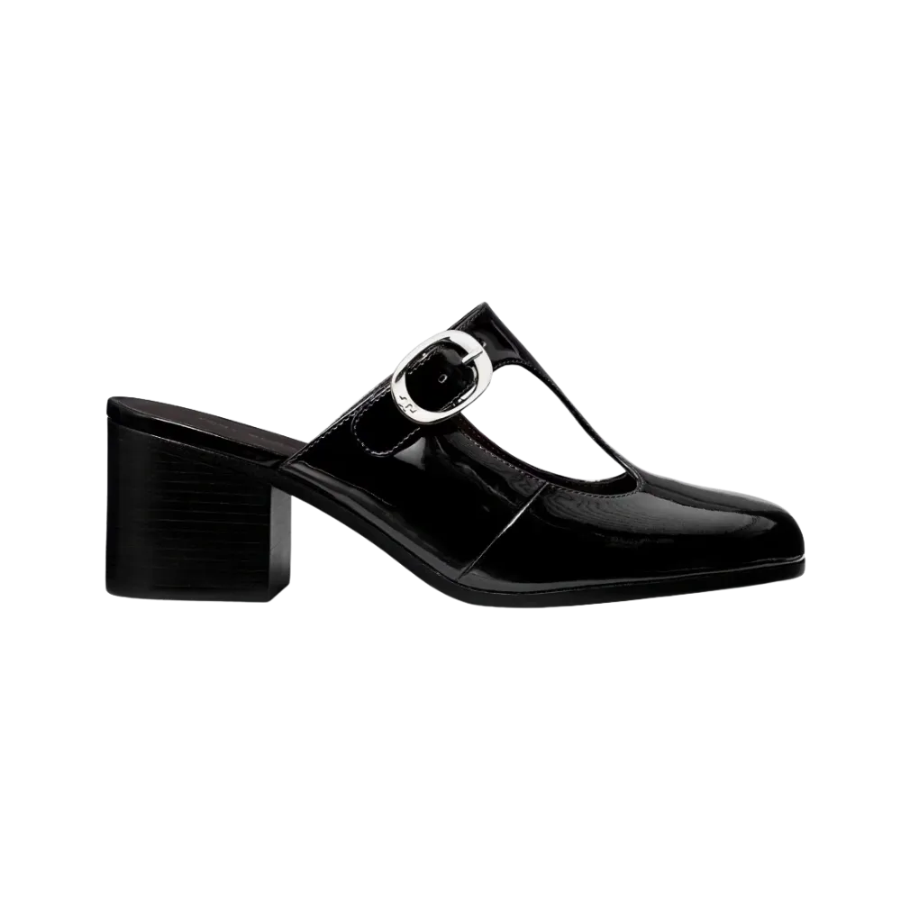 Tory Burch Violet T-Strap Heeled Mule Perfect Black