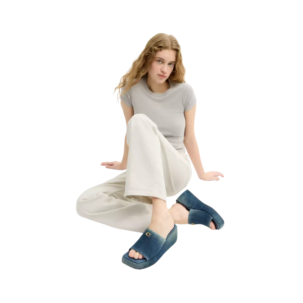 Coach Marie Platform In Loved Denim