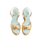 Valentino Coeur Royal Laminated Nappa Wedge Sandal 110mm Natural
