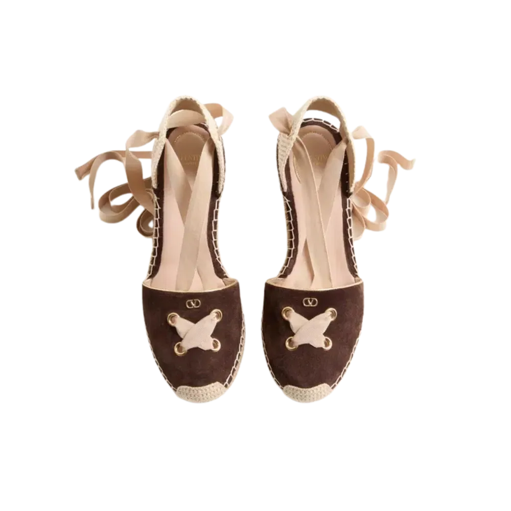 Valentino Resort Wedge In Split Leather 75mm Ebony