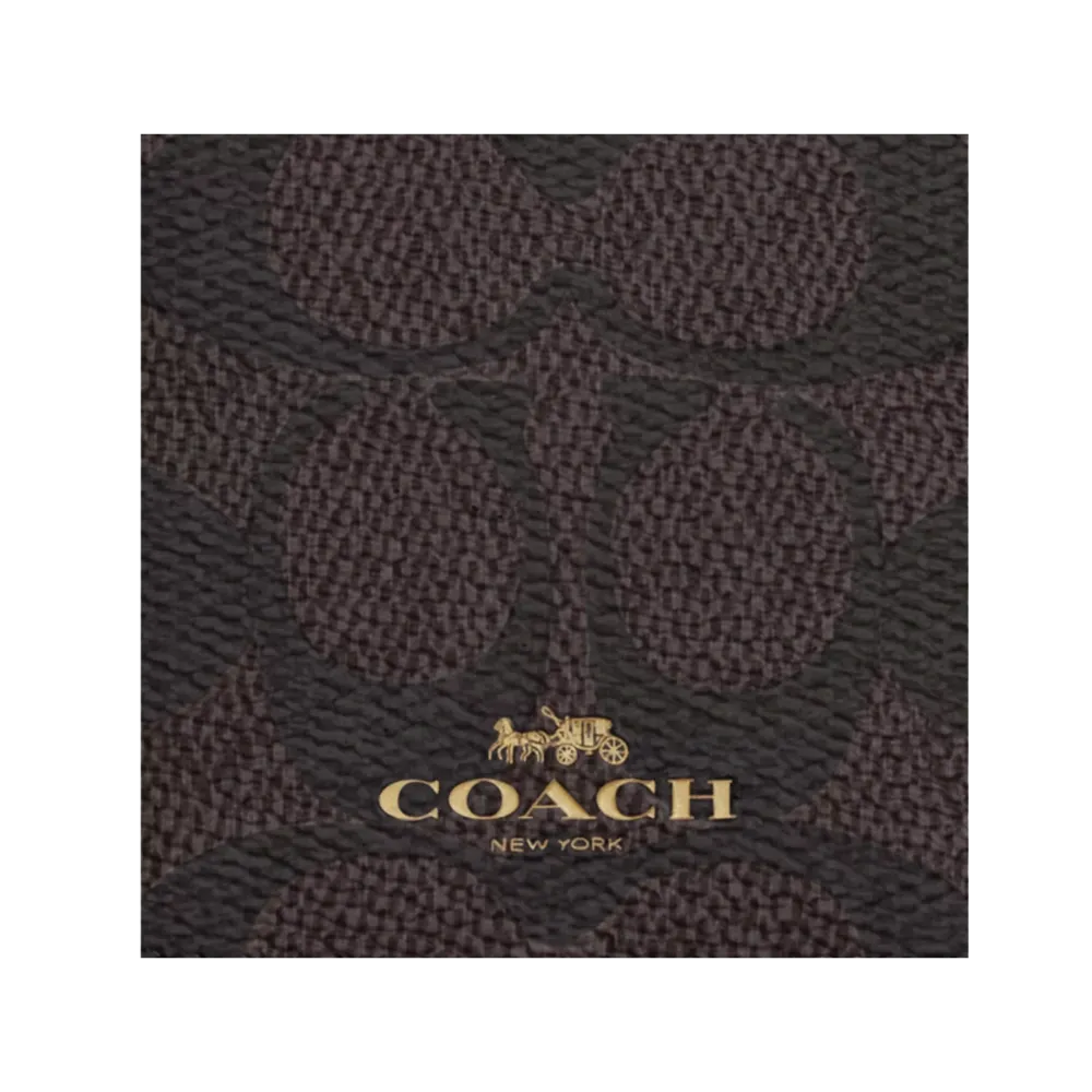 Coach Id Lanyard In Signature Canvas signature canvas/Gold/Walnut/Black