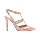Valentino Rockstud Pump In Laminated Nappa Leather 100mm Rose Cannelle
