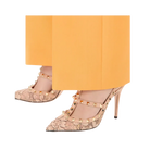 Valentino Rockstud Lace Pump With Straps 100mm Skin