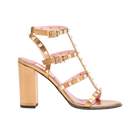 Valentino Rockstud Laminated Calfskin Sandal With Straps 90mm Gold