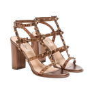 Valentino Rockstud Metallic Calfskin Ankle Strap Sandal 90mm Bronze