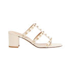 Valentino Rockstud Calfskin Leather Slide Sandal 60mm Light Ivory
