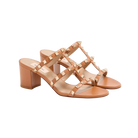 Valentino Rockstud Calfskin Leather Slide Sandal 60mm Almond