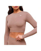 Gymshark Everyday Seamless Long Sleeve Crop Top Chestnut Pink