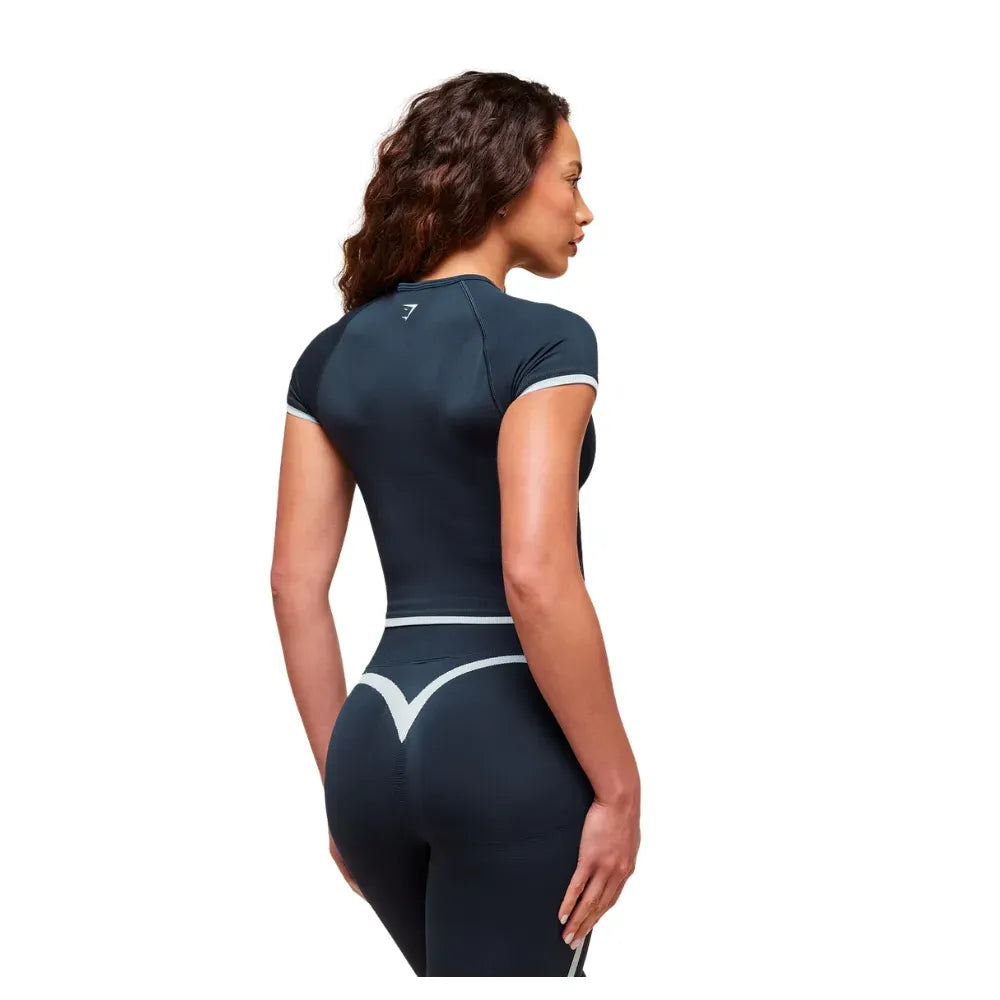 Gymshark Lift Varsity Seamless Midi T-Shirt Heavy Blue