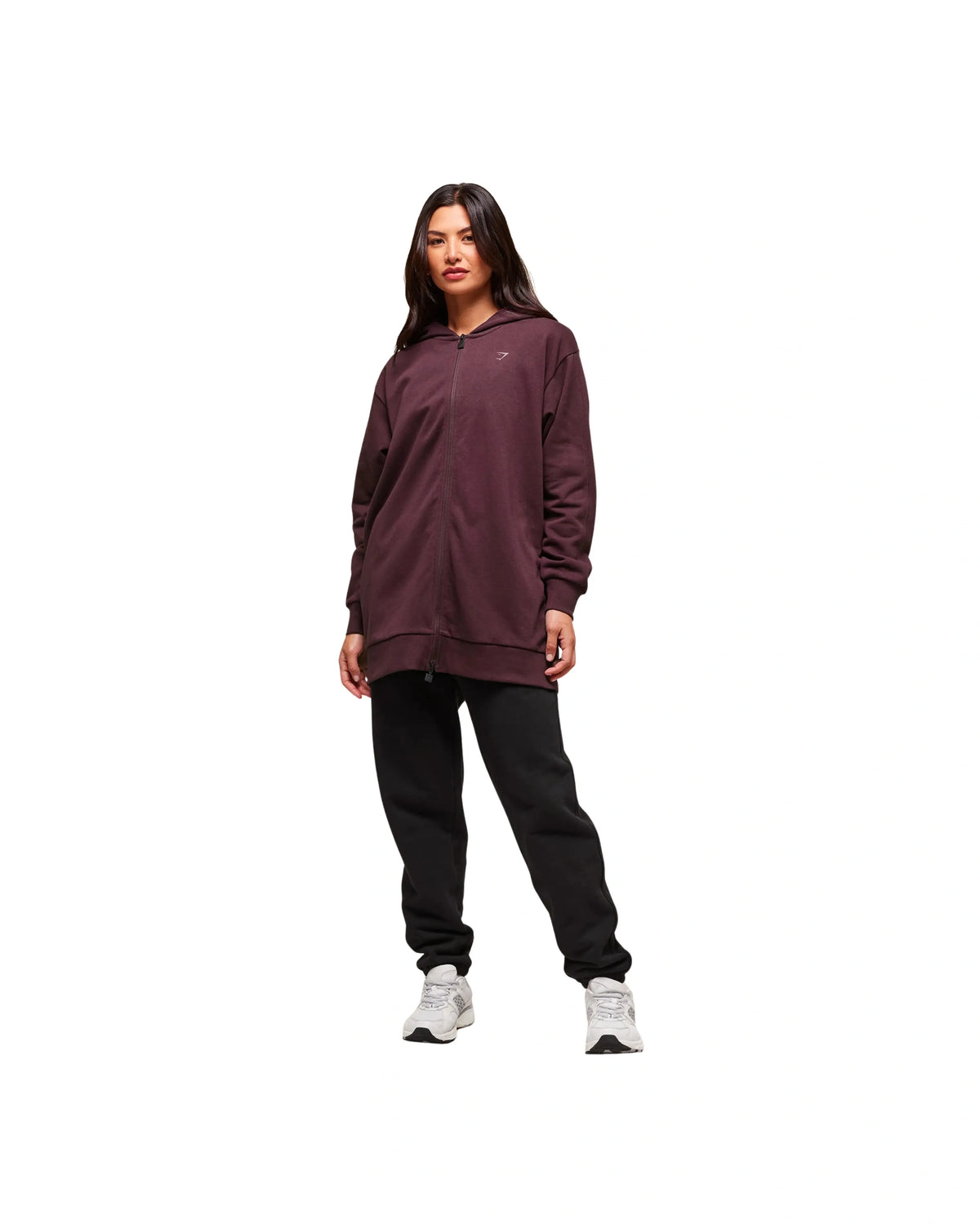 Gymshark Covered Longline Zip Up Hoodie oversized fit Cherry Purple
