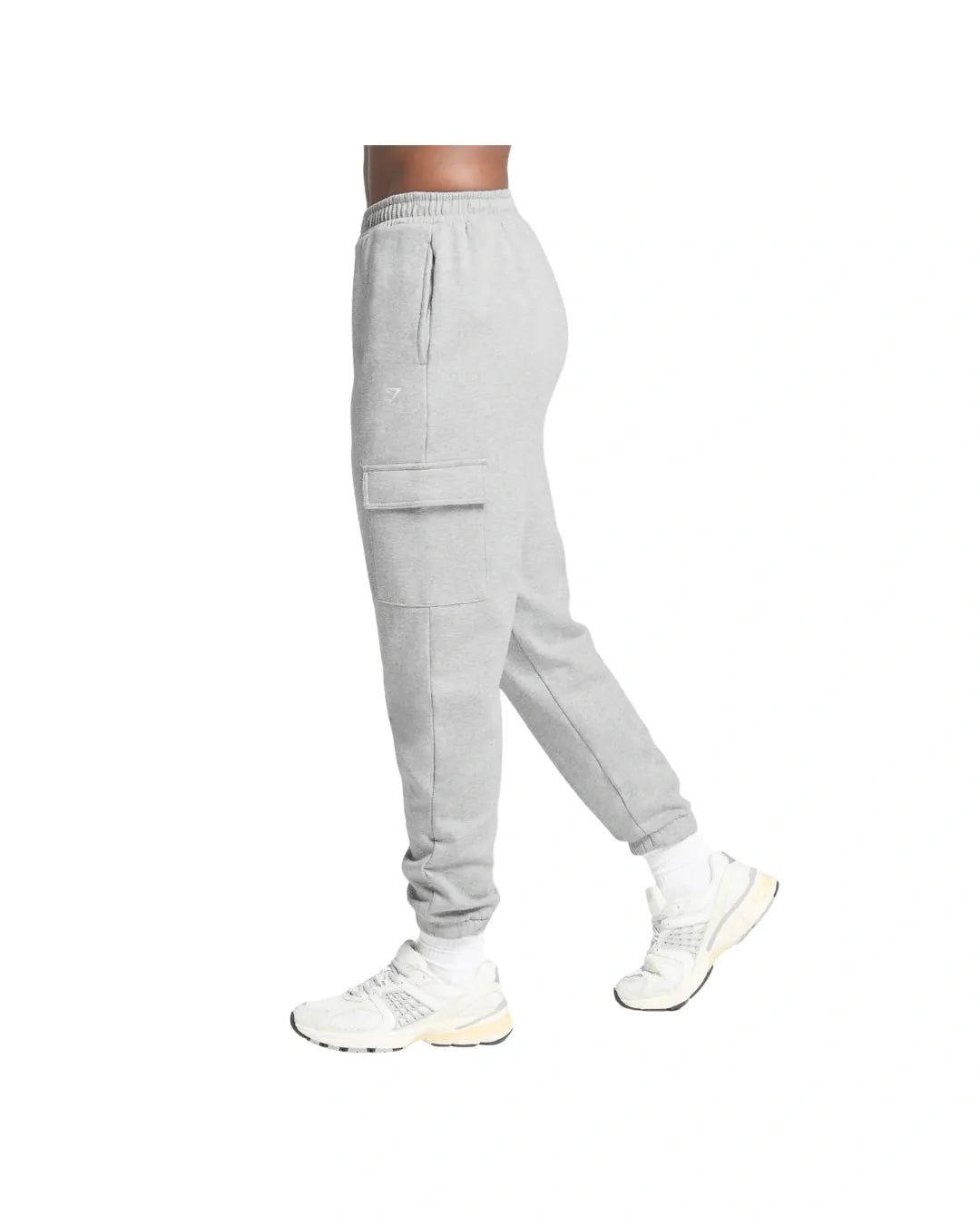Gymshark Fleece Cargo Joggers Light Grey Coral Marl