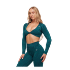 Gymshark Adapt Animal Long Sleeve Crop Top Navy/Brand Blue