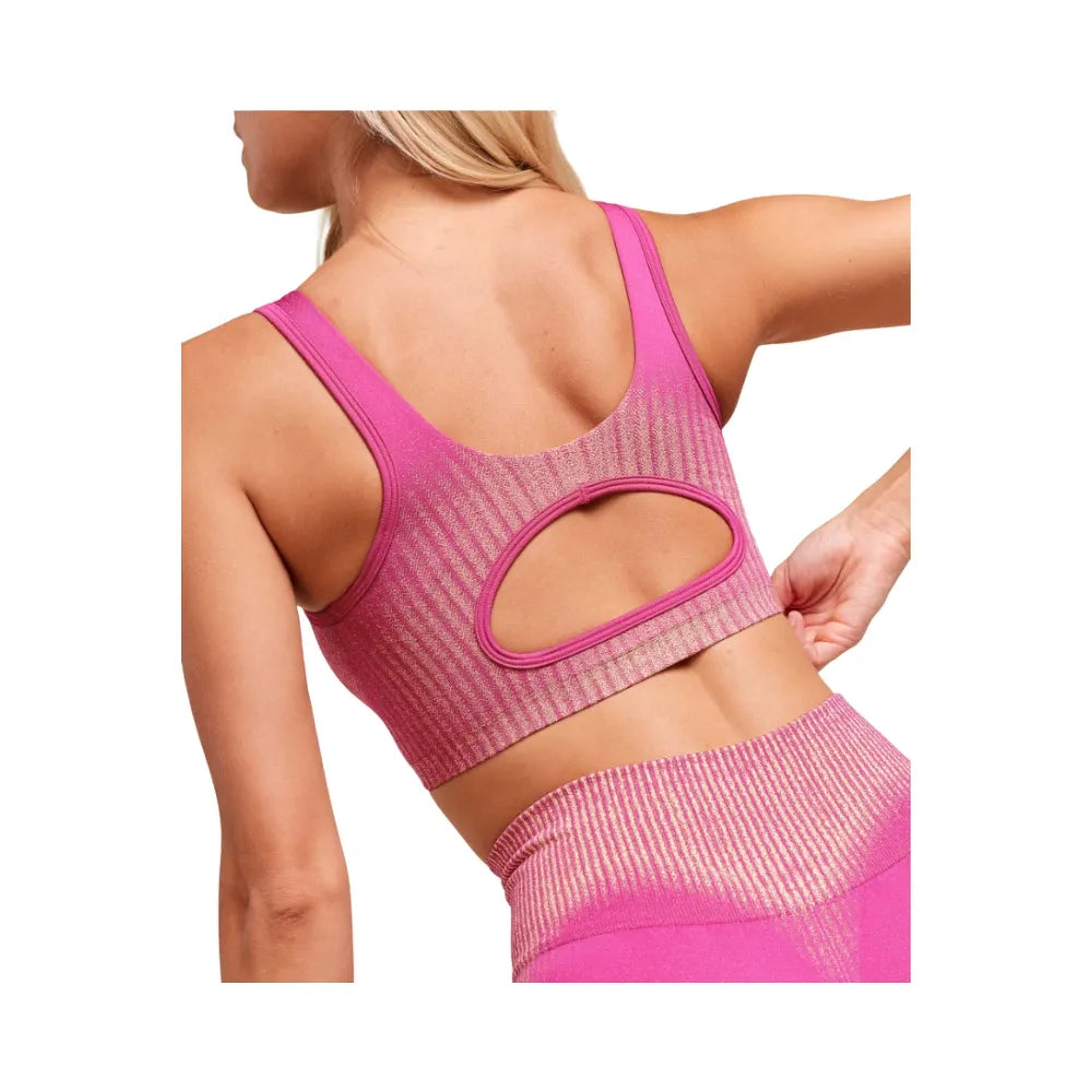 Gymshark Diffuse Seamless Sports Bra - Light Support Winning Pink/Refresh Yellow