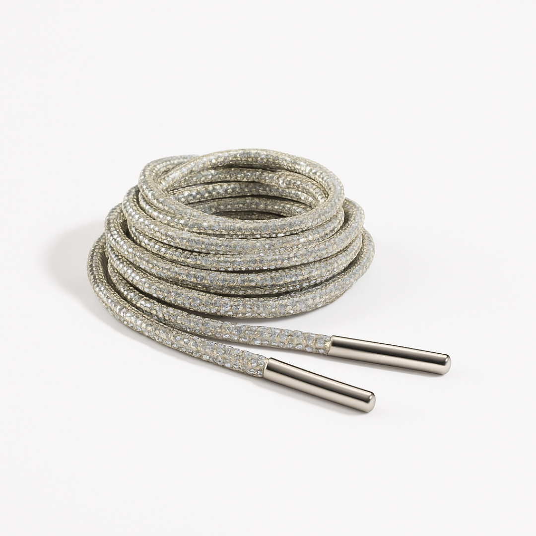 Silver rhinestone shoelaces 
