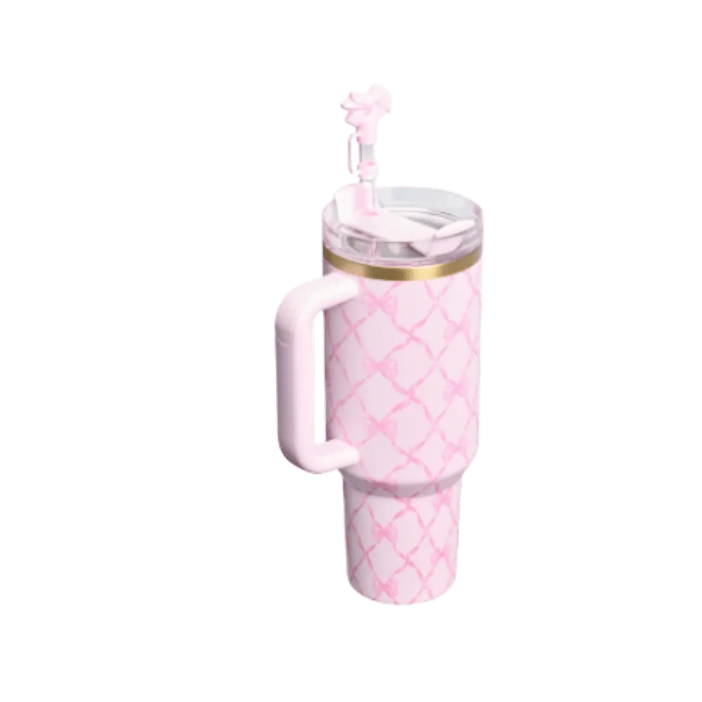 Stanley 1913 x LoveShackFancy Holiday Quencher H2.0 FlowState Tumbler (40OZ) Baby Bow Pink Peppermint