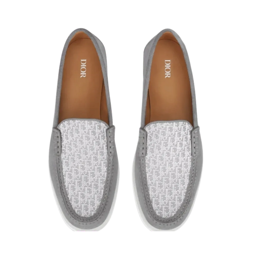 Dior Granville Loafer Dior Gray Suede and Dior Oblique Jacquard