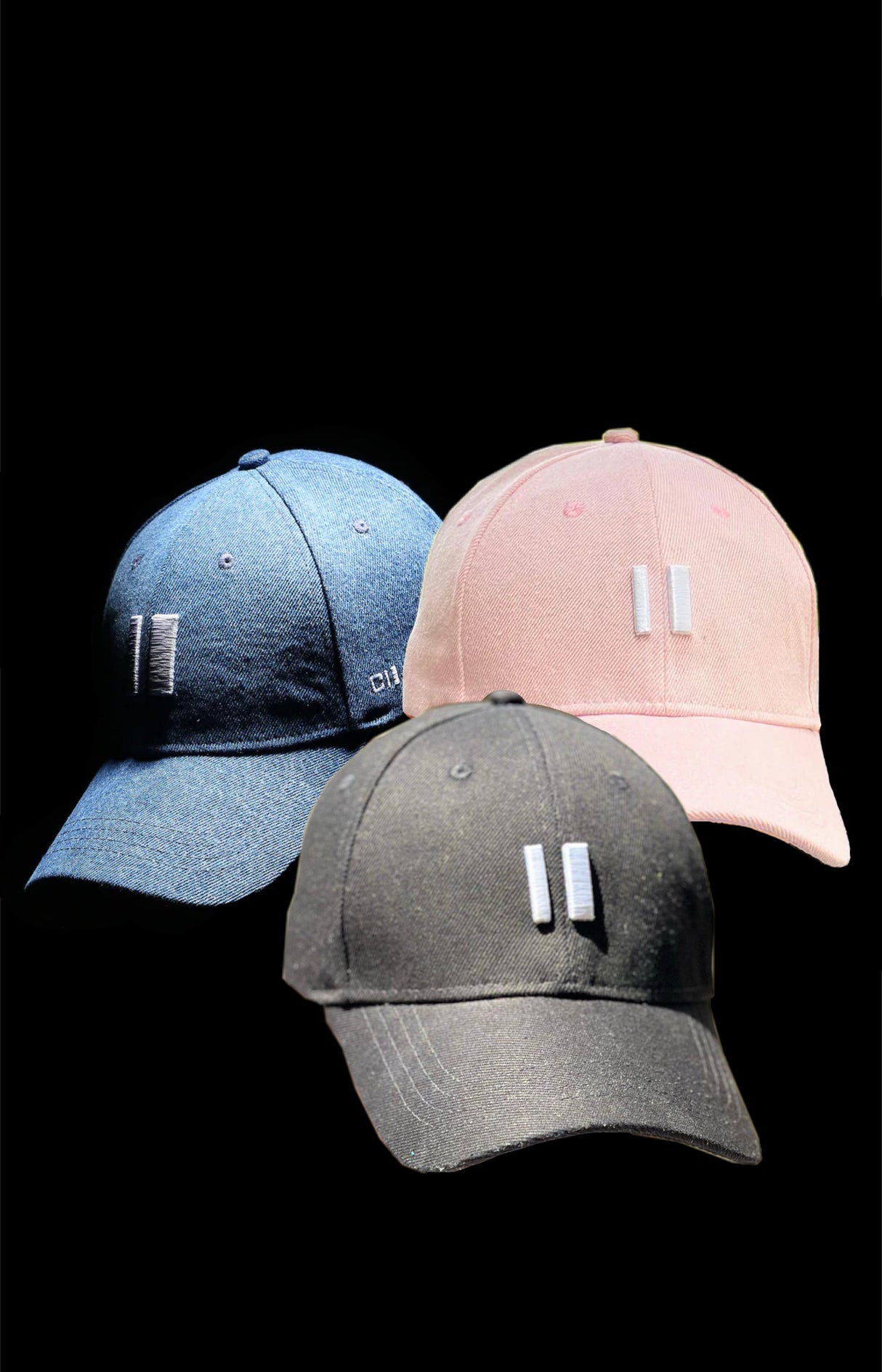 Denim Caps - Pack of 3