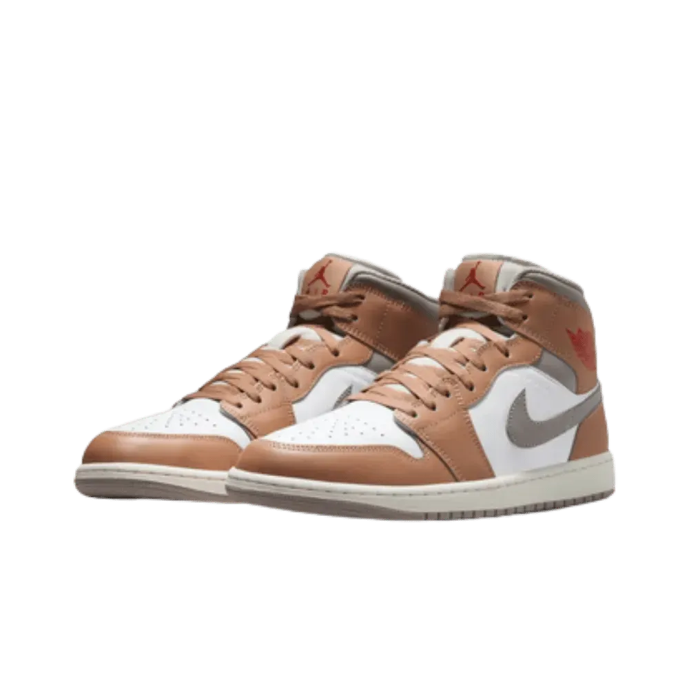 Air Jordan 1 Mid Rattan White College Grey