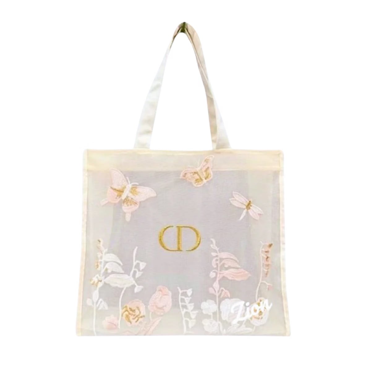Dior Beauty Embroidered Butterflies And Dragonflies Tote Bag
