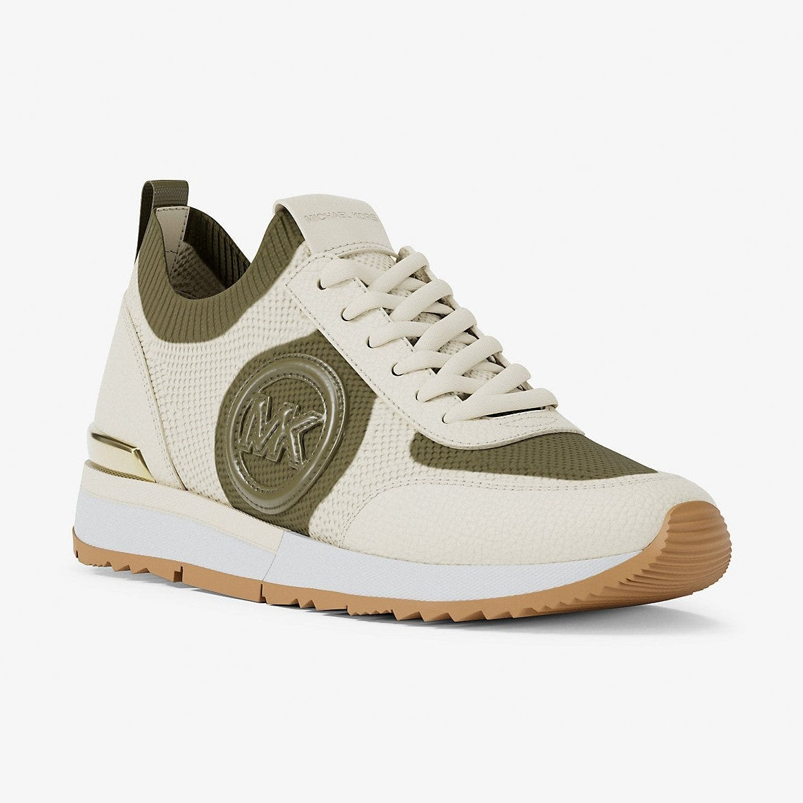 Michael Kors Jenkins Two-Tone Stretch Knit Trainer Olive