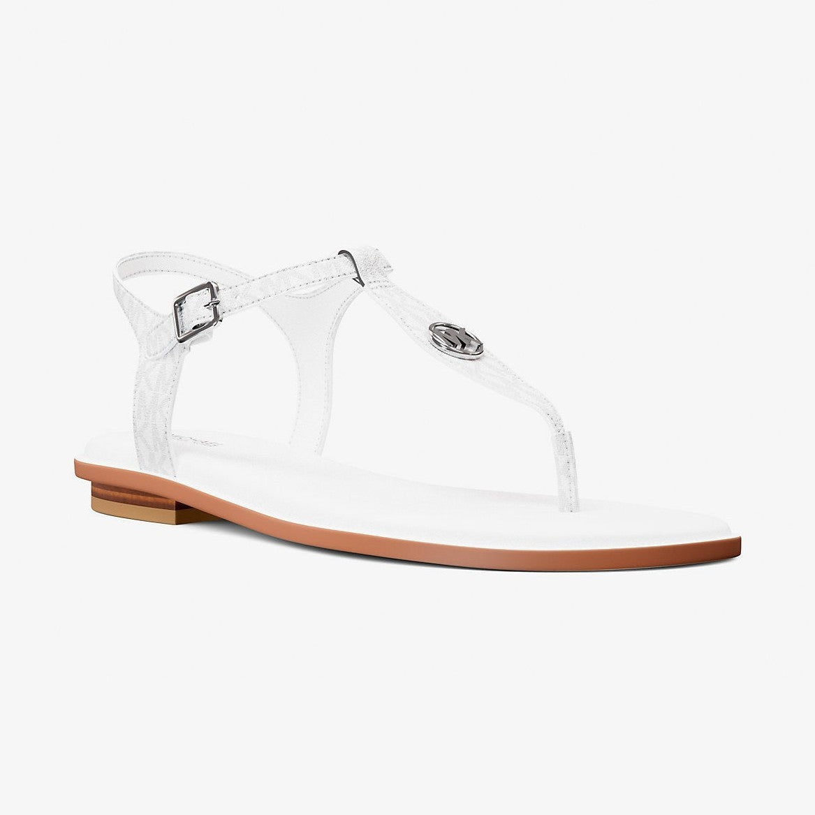 Michael Kors Mallory Signature Logo T-Strap Sandal Bright Wht