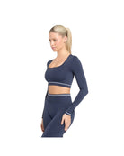 Gymshark Contrast Seamless Crop Top Heavy Blue