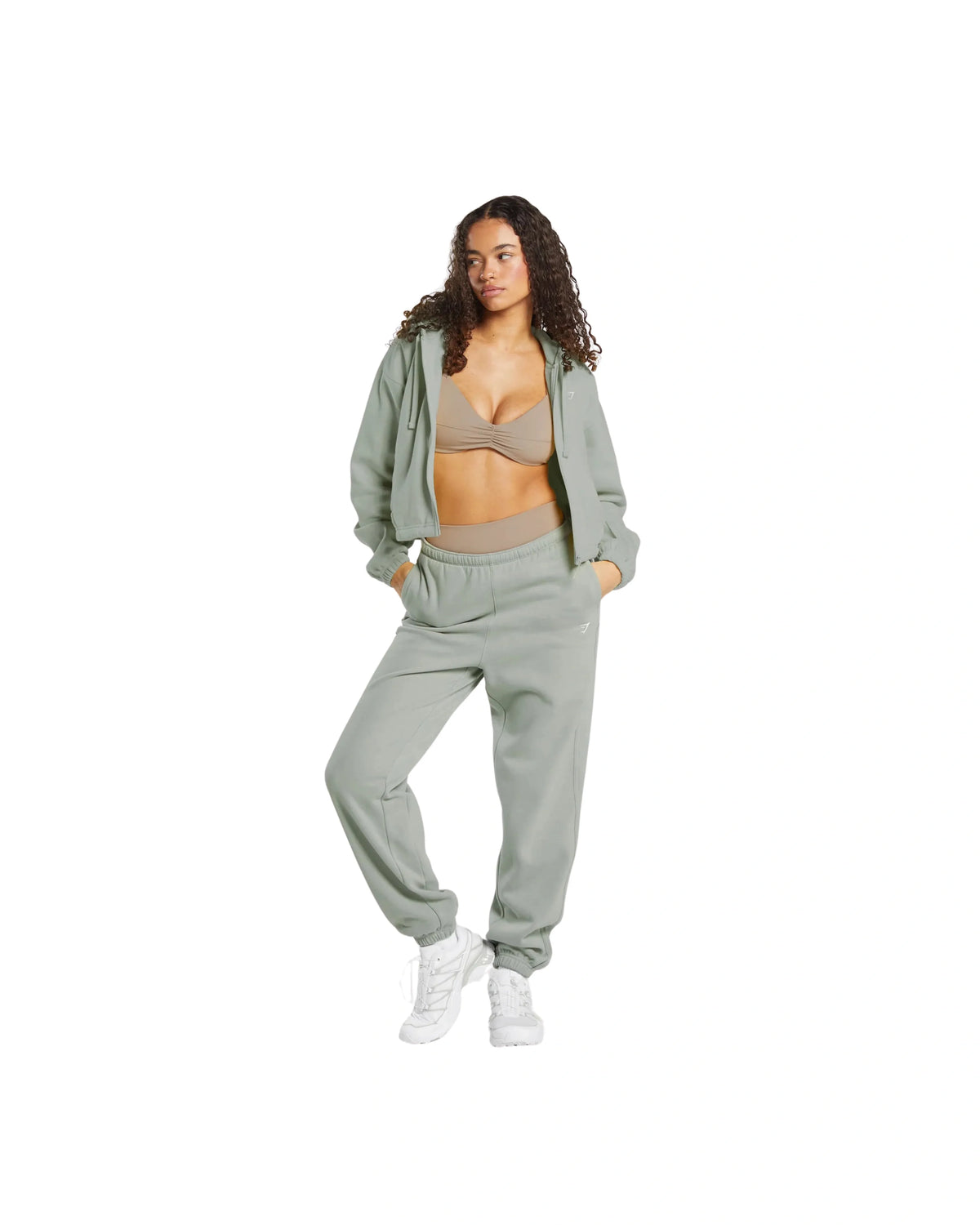 Gymshark Fleece Zip Hoodie regular fit Stone Grey