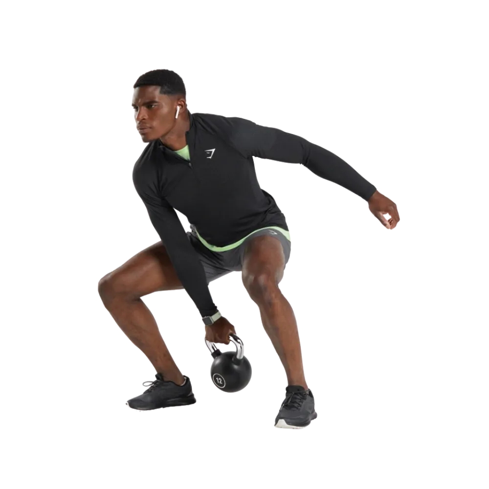Gymshark Vital Seamless 1/4 Zip Slim Fit Black/Silhouette Grey