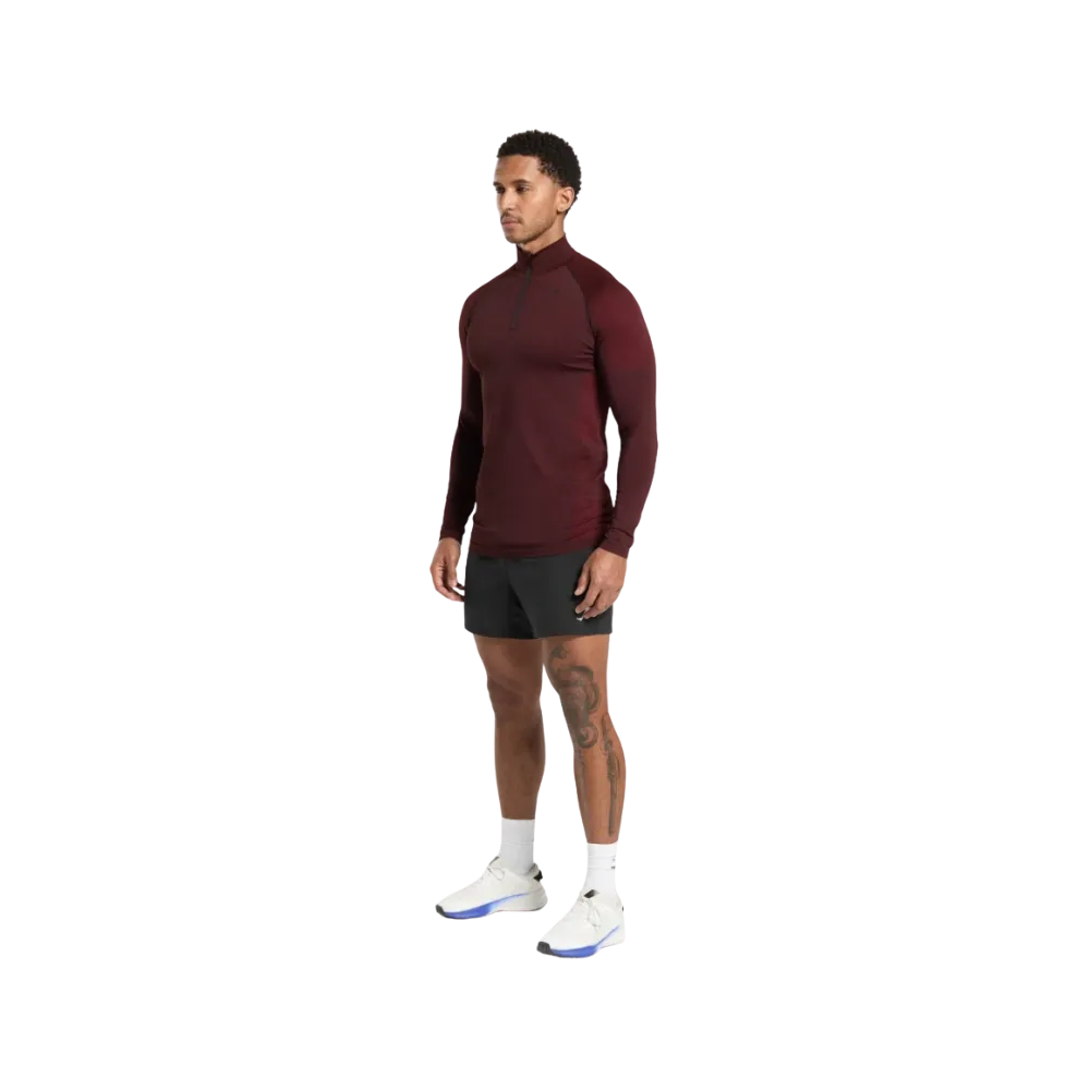 Gymshark Vital Seamless 1/4 Zip Slim Fit Black/Sets Red