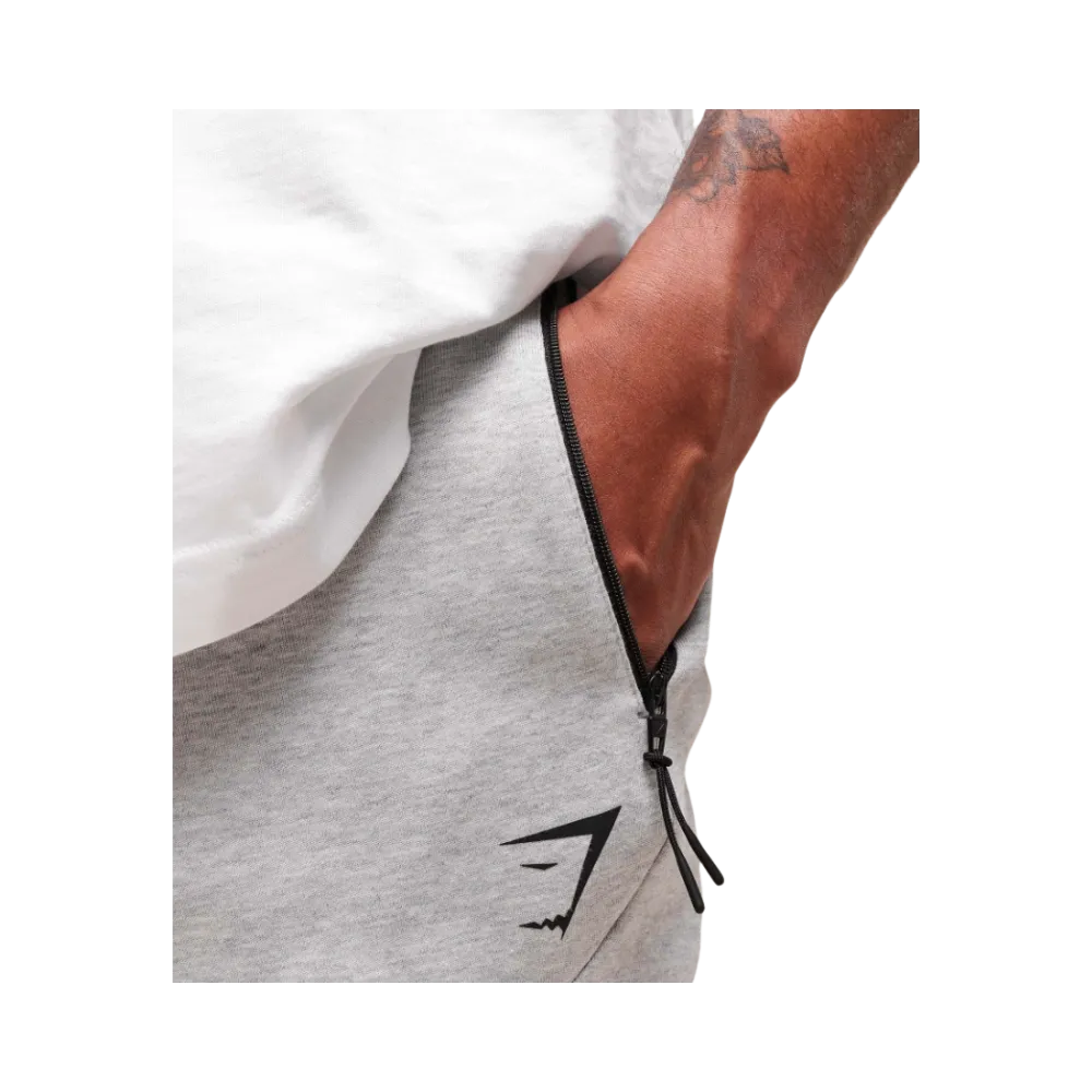 Gymshark Interlock Tech 6" Shorts Slim Fit Light Grey Core Marl
