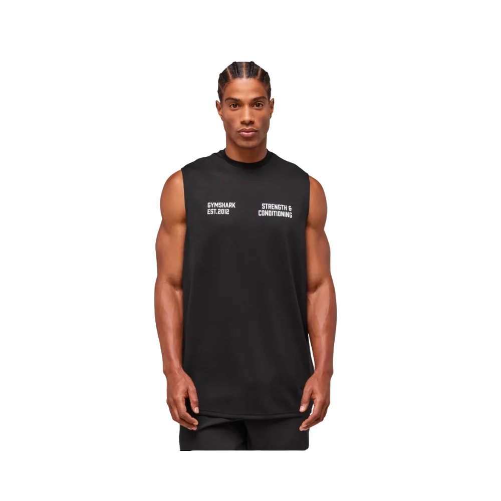 Gymshark GFX Conditioning 5 OS Synthetic Cut Off Oversized Fit Black