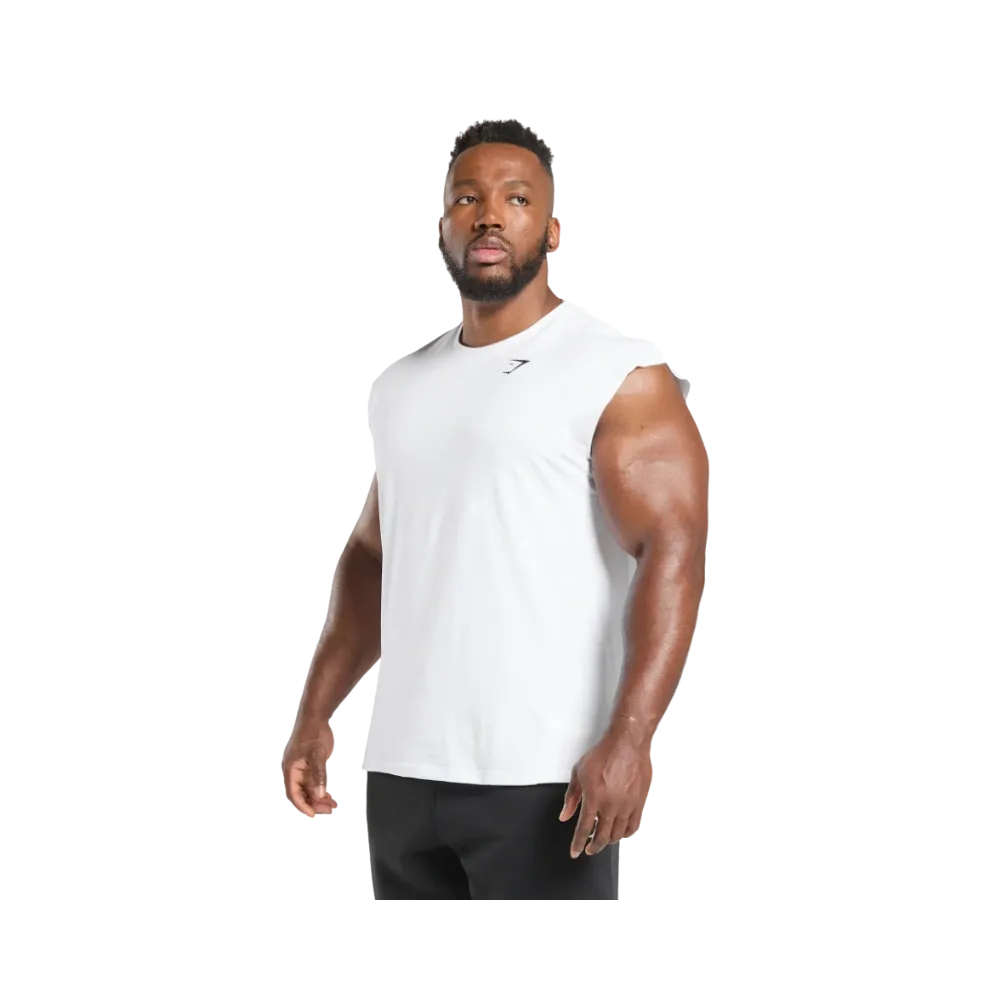 Gymshark Critical Cut Off Tank Slim Fit White