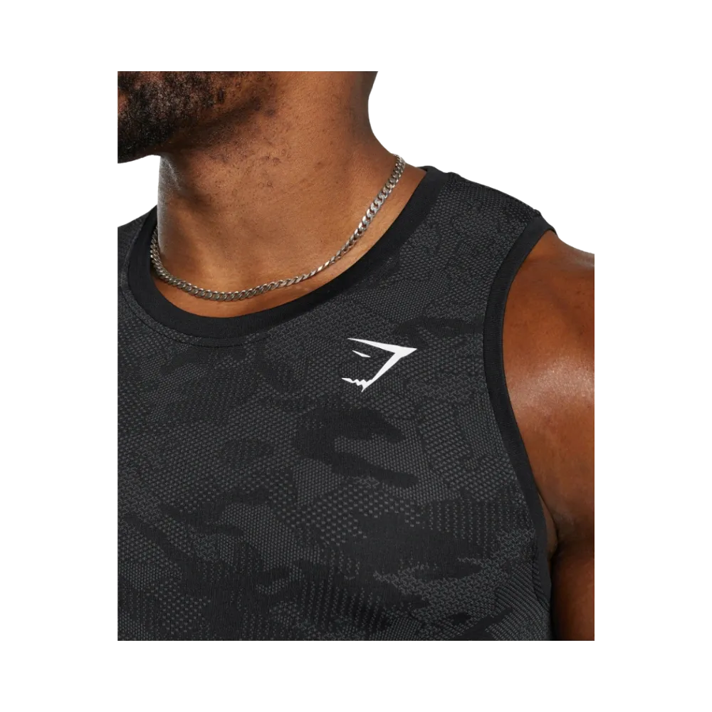 Gymshark Geo Seamless Tank Slim Fit Black/Charcoal Grey