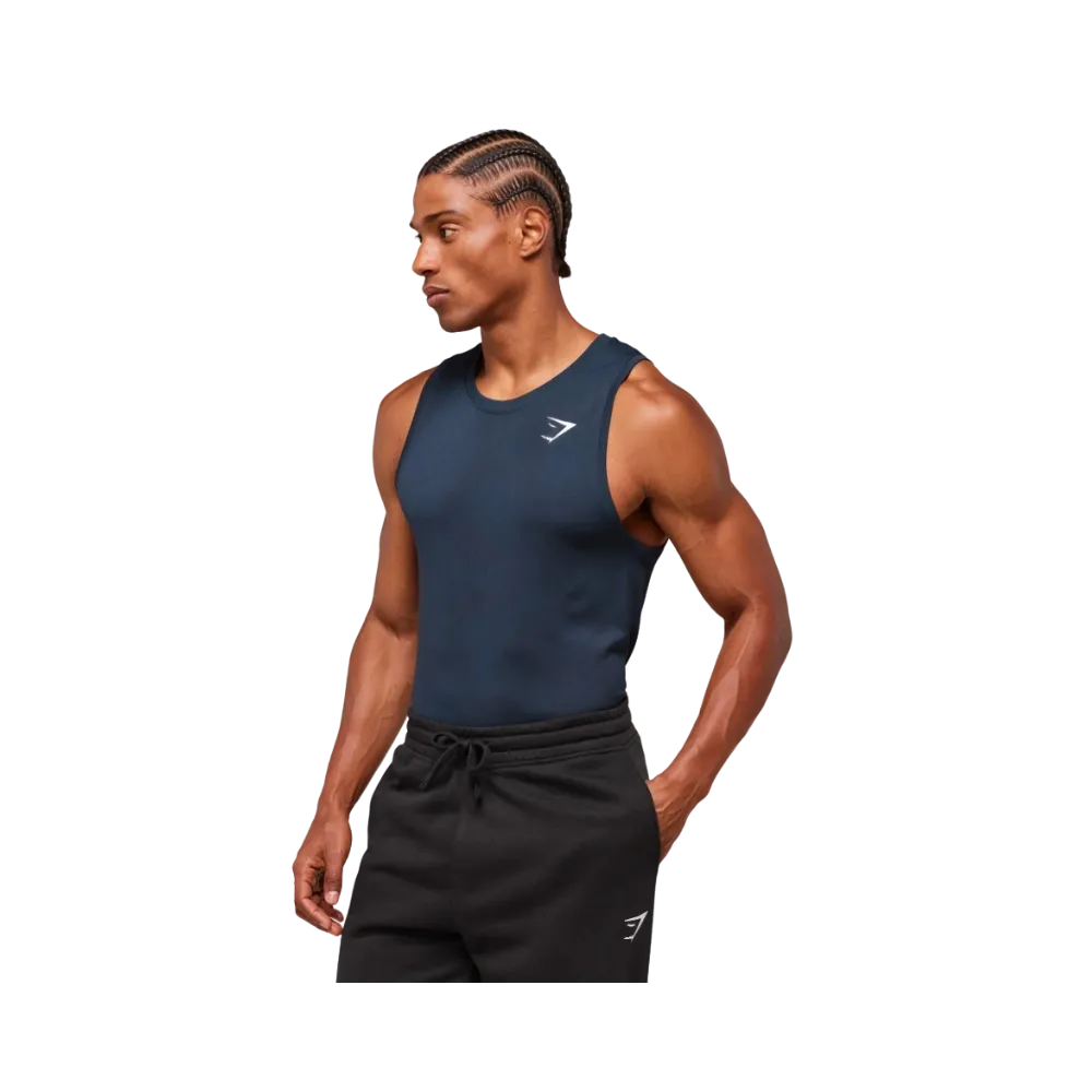 Gymshark Geo Seamless Tank Slim Fit Navy/Heavy Blue