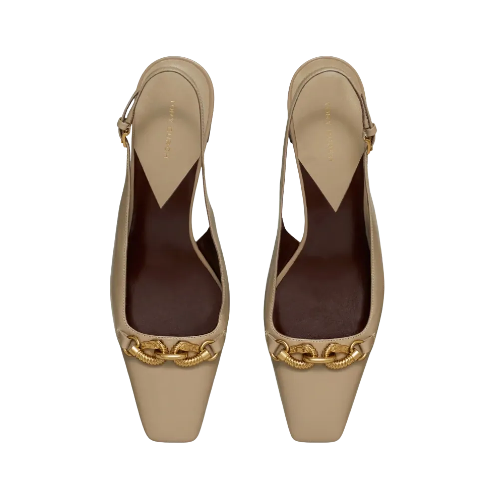 Tory Burch Jessa Heeled Slingback Ecru