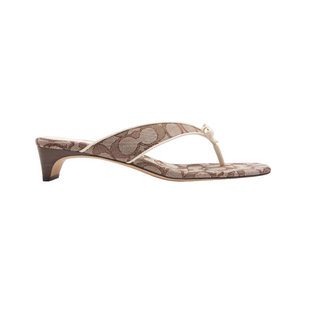 Coach Bow Thong Kitten In Signature Jacquard Chalk