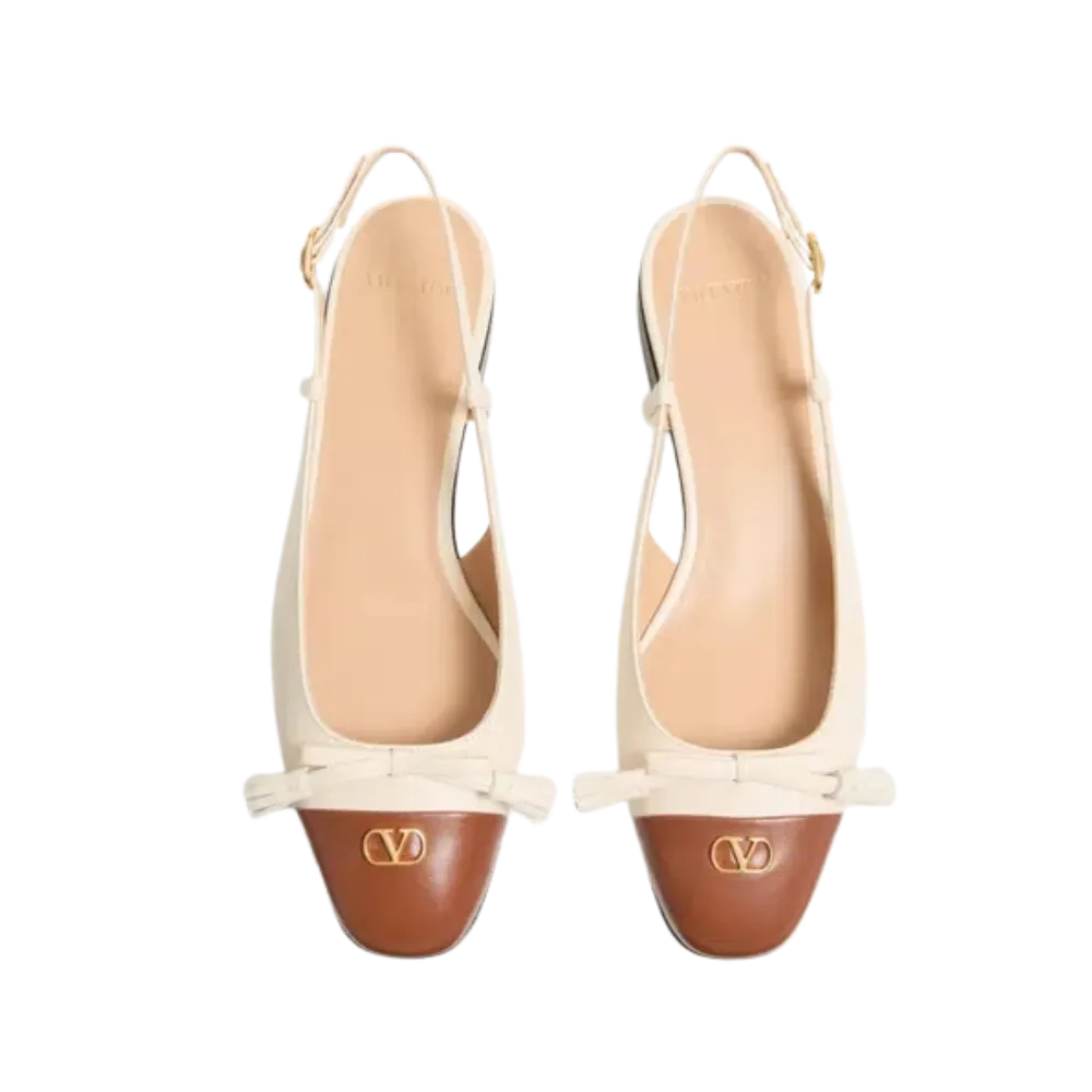 Valentino Valet Du Roi Kid Slingback Ballerina 25mm Butter