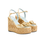 Valentino Coeur Royal Laminated Nappa Wedge Sandal 110mm Natural